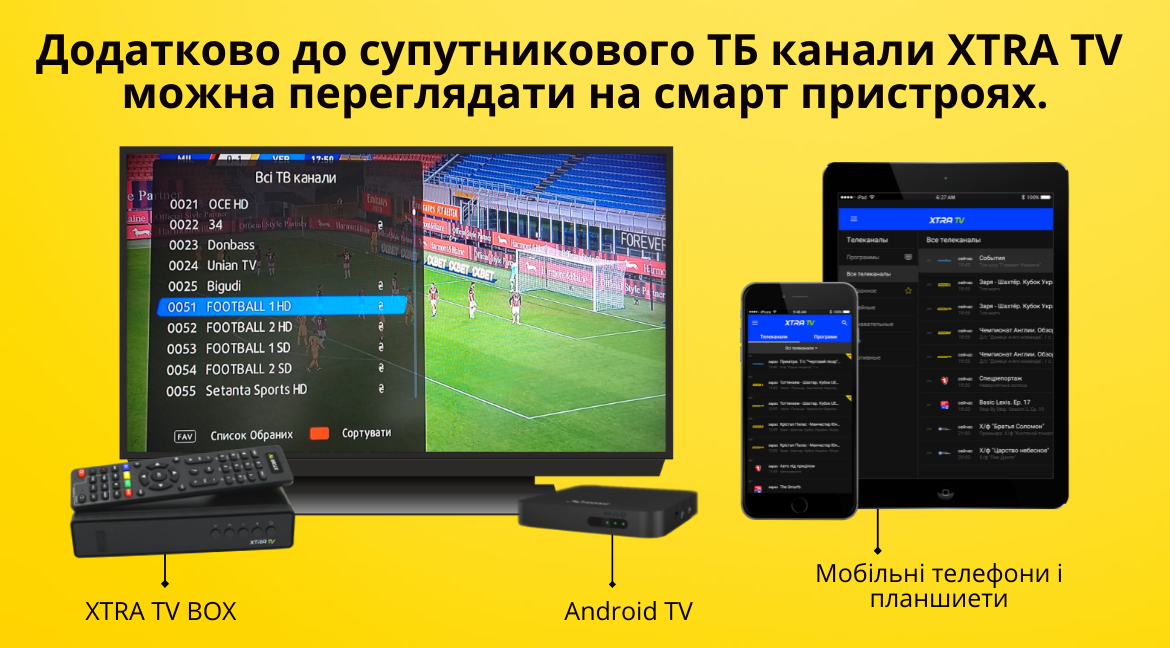 XTRA TV доступний на різних прситроях без додаткових оплат